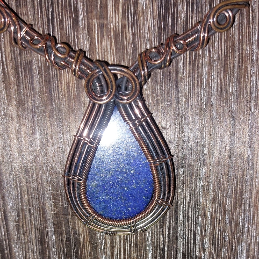 Lapis Lazuli Wire Wrapped Statement Necklace - Picture 3 of 5